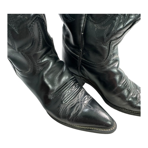 Justin Boots Black Leather Cowboy Western Boots Mens 7.5B Style L4903 - Picture 10 of 12